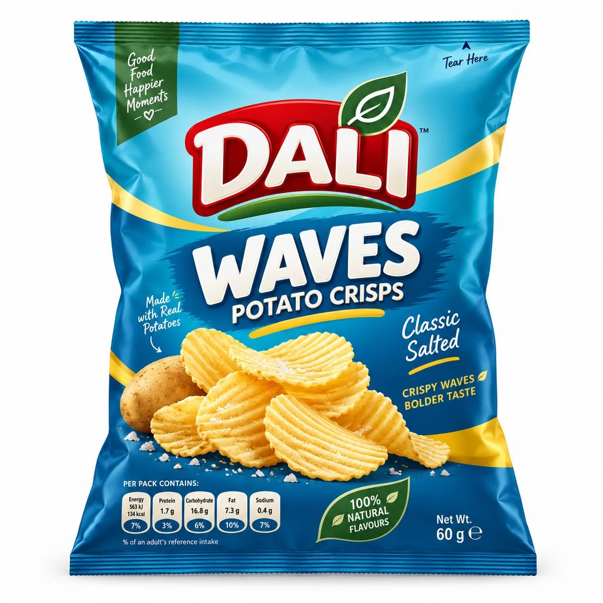 Dali classic salted waves potato crisps pack