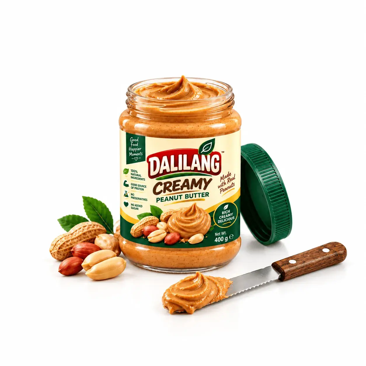 Jar of Dalilang smooth natural peanut butter